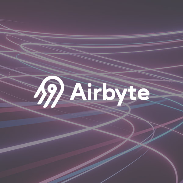 Airbyte Logo in weiß auf einem Hintergrund