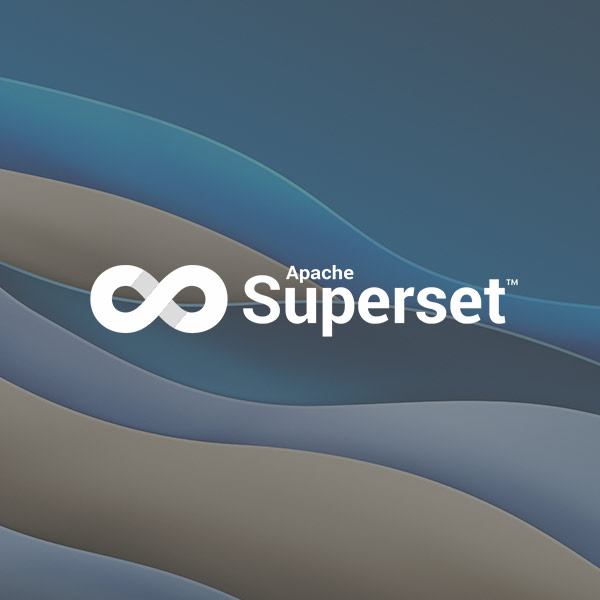 Apache Superset Logo in weiß auf einem Hintergrund