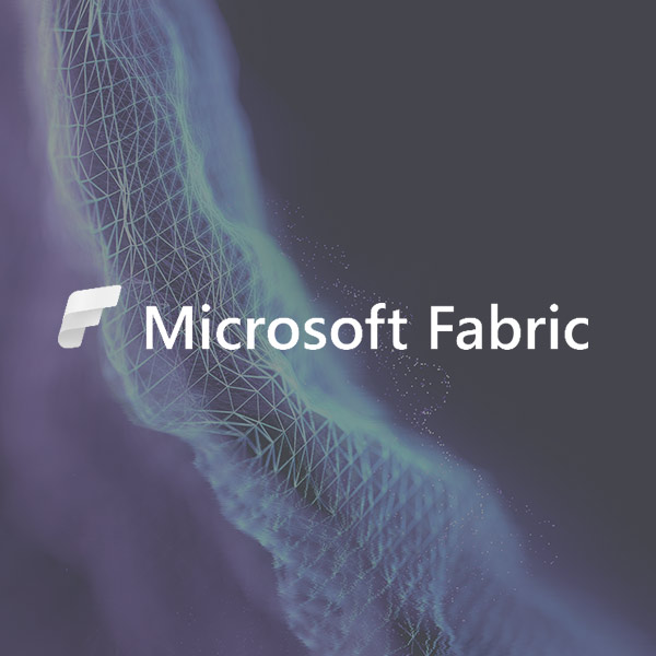 Microsoft Fabric Logo in weiß auf einem Hintergrund