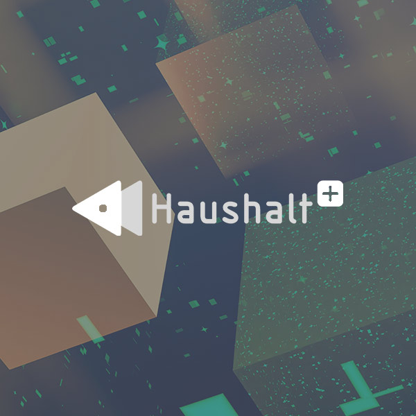 linkFISH Haushalt+ Logo in weiß auf einem Hintergrund