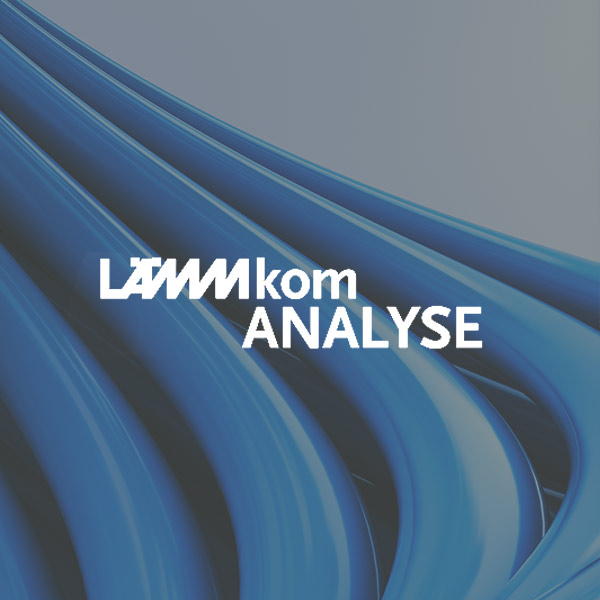 LÄMMkom ANALYSE Logo in weiß auf einem Hintergrund