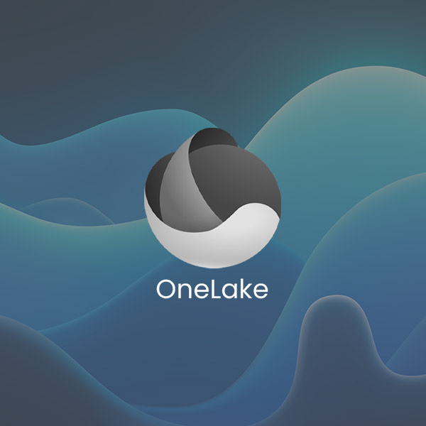 OneLake Logo in weiß auf einem Hintergrund