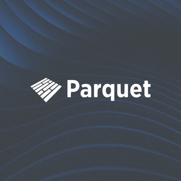 Parquet Logo in weiß auf einem Hintergrund
