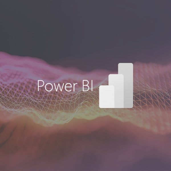 Microsoft Power BI Logo in weiß auf einem Hintergrund