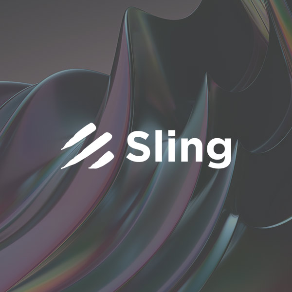 Sling Logo in weiß auf einem Hintergrund
