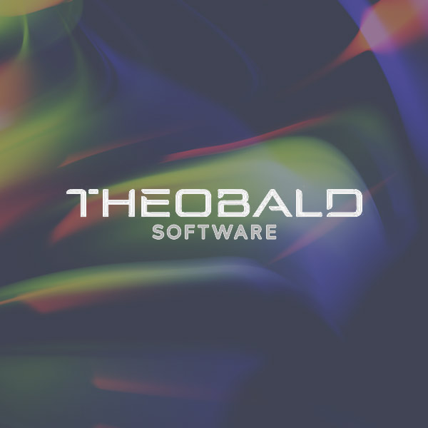 Theobald Software Logo in weiß auf einem Hintergrund